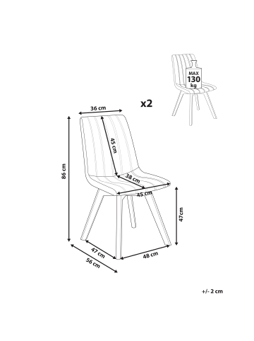 Beliani 2er-Set Esszimmerstuhl CALGARY in Weiß/Braun