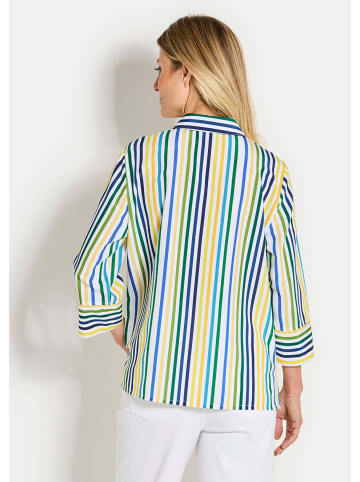 GOLDNER Bluse in grün / blau / gelb / gestreift