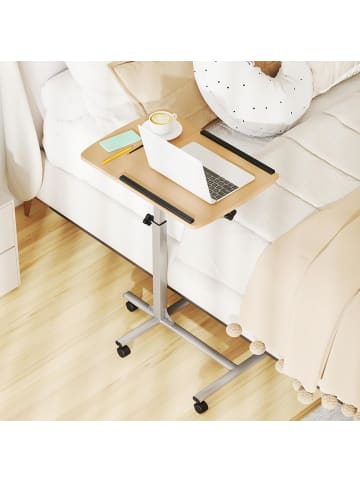 COSTWAY Laptoptisch mit 5 Rollen in Hellbraun