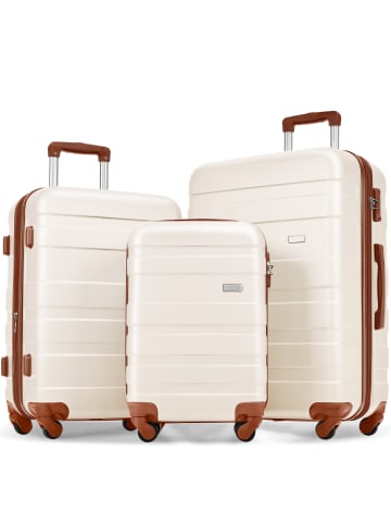 ABRIHOME 5er Koffer Set M-L-XL mit 4 Rollen und Schloss, Beige