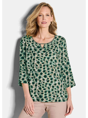 GOLDNER Blusenshirt Elegante Viskosebluse mit Leo-Muster in graugrün / gemustert