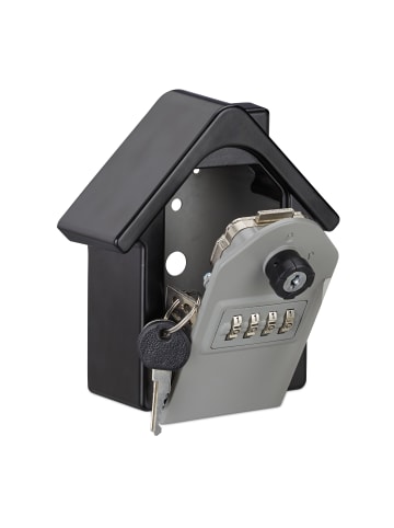 relaxdays 4x Schlüsseltresor "Haus" in Schwarz/ Grau