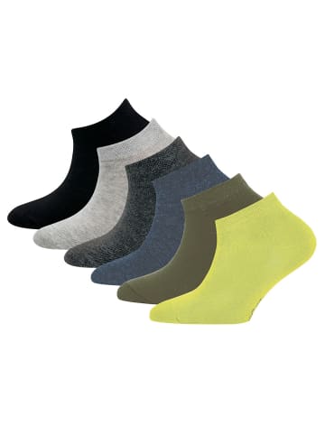 ewers 6er-Set Sneaker Socken Uni in schwarz-grau-grün