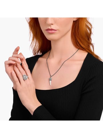 Thomas Sabo Kette Mit Zahn-Anhänger in silber, schwarz