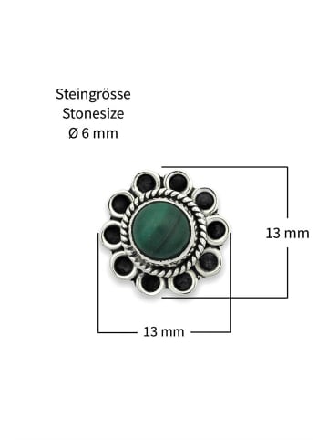 mantraroma 925er Silber - Ohrstecker (L) 13 x (B) 13 mm mit Malachit