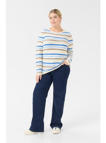 KAFFE curve Strickpullover KCninka in Blue/Nature/Chalk Stripe