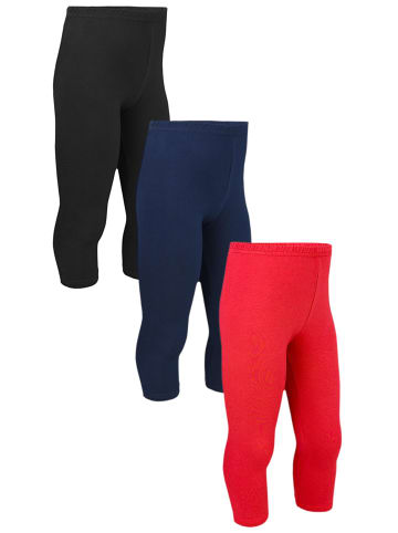 TupTam Mädchen Leggings 3/4 Capri Hose 3er Pack in schwarz/rot