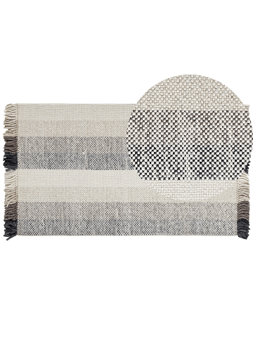 Beliani Kurzflor EMIRLER in Weiß/Schwarz/Braun - (W) 80 x (H) 1 x (L) 150 cm