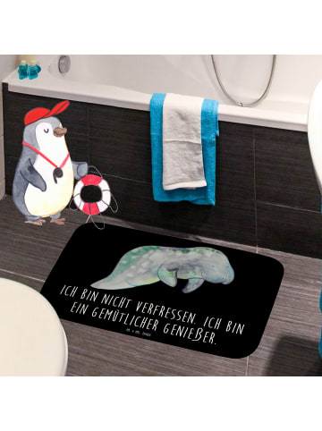 Mr. & Mrs. Panda Badteppich Seekuh Chillen mit Spruch in Schwarz