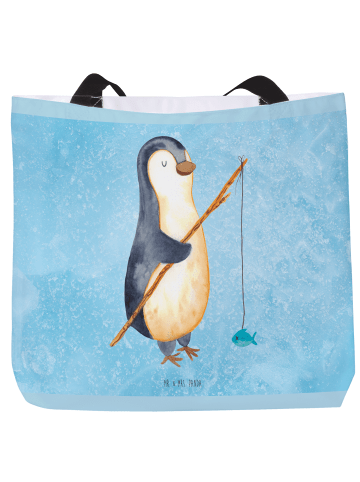 Mr. & Mrs. Panda Einkaufsbeutel Pinguin Angler ohne Spruch in Eisblau