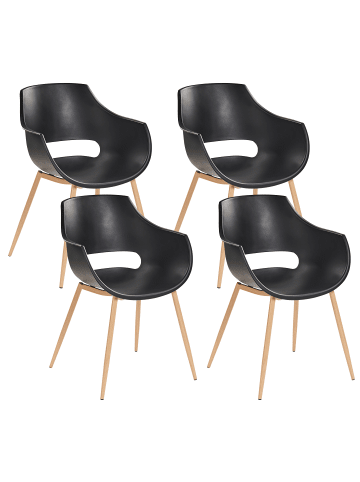 Beliani 4er-Set Esszimmerstuhl MILLERS in Schwarz/Braun