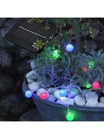 STAR Trading Bunte Solar-Lichterkette ,Globini', 20 kleine Leuchtkugeln, Dämmerungs