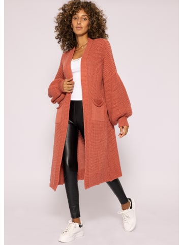 SASSYCLASSY Maxi Strick-Cardigan in Rostbraun