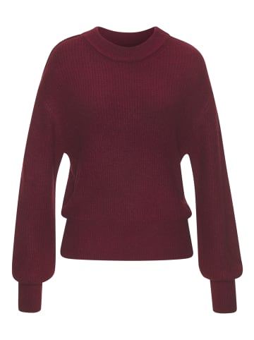 LASCANA Strickpullover in dunkelrot-meliert