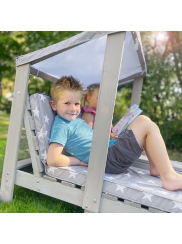roba Gartenliege für Kinder 2er - FSC-Holz - Inkl. Sonnenschutz & Halter - Grau