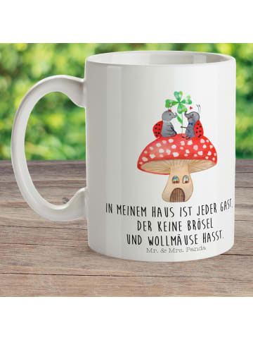 Mr. & Mrs. Panda Trinkbecher Marienkäfer Fliegenpilz mit Spruch in Weiß