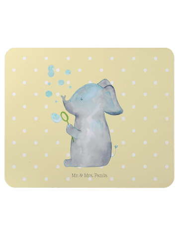 Mr. & Mrs. Panda Mauspad Elefant Seifenblasen ohne Spruch in Gelb Pastell