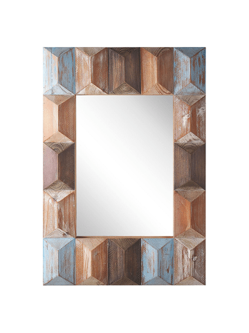 Beliani Wandspiegel HIZOTE in Braun/Heller Holzfarbton/Blau - (W) 63 x (H) 90 x (L) 7 cm