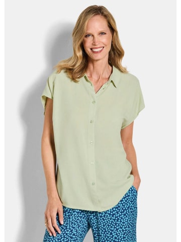 GOLDNER Kurzgröße:  Hemdbluse Viskosebluse mit Hemdkragen in salbei
