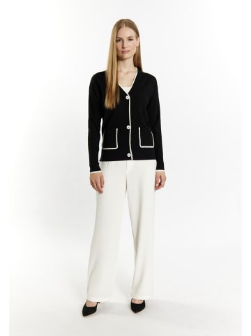 DreiMaster Damen Strickjacke in Schwarz Wollweiss