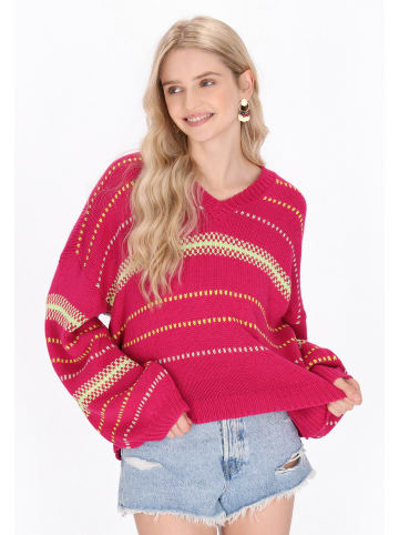 IZIA Women Sweater in fuchsia lime
