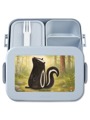 Mr. & Mrs. Panda Bento Box Stinktier Sitzen Design ohne Spruch in Blau Pastell