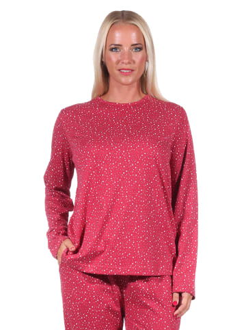 NORMANN Pyjama Shirt langarm Oberteil Mix & Match Tupfen Punkte - 70003 in beere
