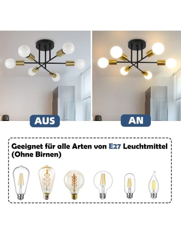 ZMH Deckenleuchte 6-flammige E27 in gold Retro Flurlampe