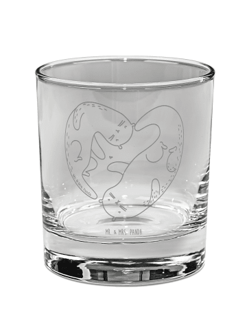 Mr. & Mrs. Panda Whiskey Glas Otter Herz ohne Spruch in Transparent
