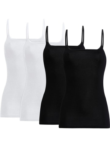 Con-ta Baumwolle, Feinripp Unterhemd 4er-Pack in weiß/schwarz