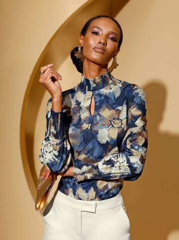 creation L Druck-Bluse in marine-champagner-bedruckt