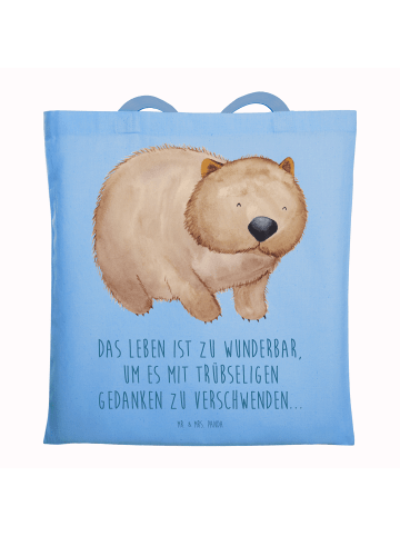 Mr. & Mrs. Panda Shopping Tasche Wombat mit Spruch in Sky Blue
