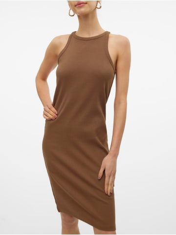 Vero Moda Kurzes Kleid Rundhals Ärmellos Figurbetonend in Dunkelbraun