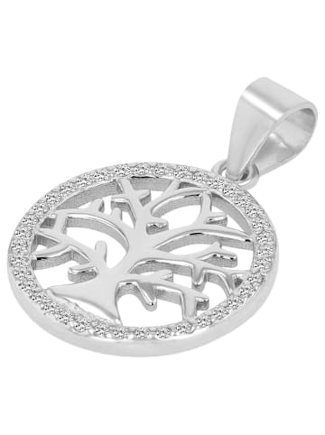 Adeliás Damen Anhänger – Lebensbaumanhänger aus 925 Silber mit Zirkonia in silber
