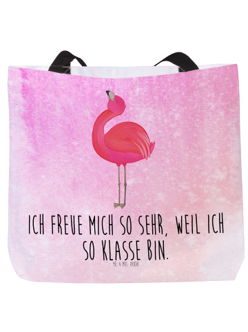 Mr. & Mrs. Panda Tasche Flamingo Stolz mit Spruch in Aquarell Pink