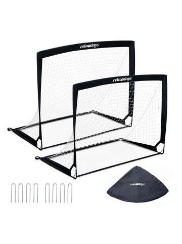 relaxdays 2 x Fußballtor in Schwarz - (B)120 x (H)90 x (T)90 cm