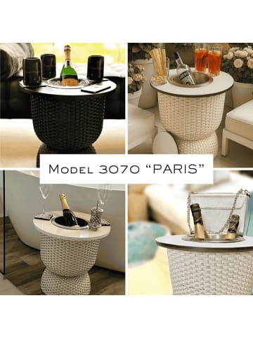 COOTAB Cooler Table 3-in-1 Loungetisch mit Edelstahl-Kühler Paris 43 cm in Champagner/Schwarz