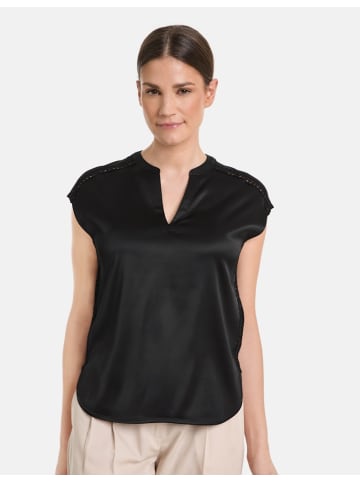 Gerry Weber Kurzarmshirt mit Häkeldetails in Schwarz