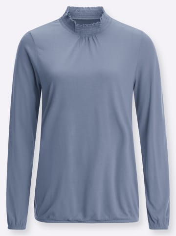 Sieh an! Stehkragen-Shirt in taubenblau
