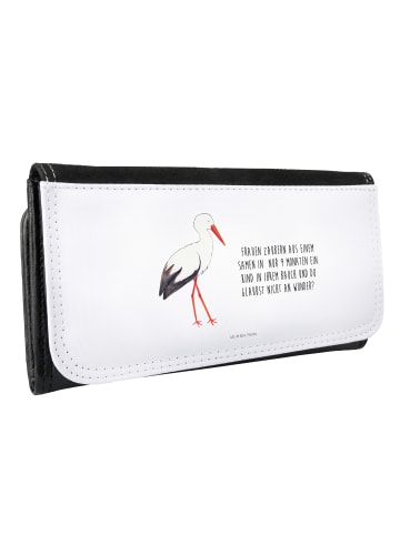 Mr. & Mrs. Panda Portemonnaie für Damen Storch mit Spruch in Weiß