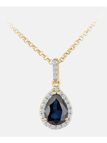 Diamant L'éternel Halskette mit Anhänger aus 750 Gelbgold mit Diamant mit Saphir