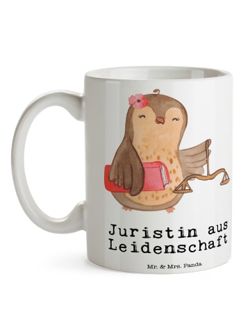 Mr. & Mrs. Panda Kaffeetasse Juristin Leidenschaft mit Spruch in Weiß