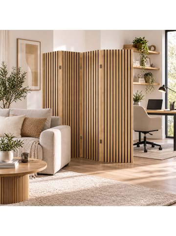 relaxdays Paravent in Natur/ Schwarz - (B)160 x (H)170 cm