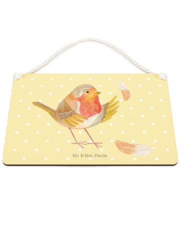 Mr. & Mrs. Panda Schild Rotkehlchen Federn ohne Spruch in Gelb Pastell