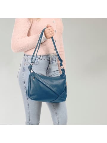 Florence Florence Schultertasche Leder petrolblau ca. 35cm