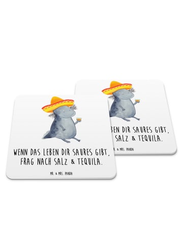 Mr. & Mrs. Panda Bierdeckel Axolotl Tequila mit Spruch in Weiß