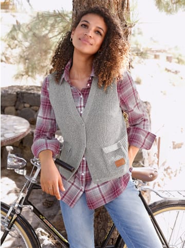 WITT WEIDEN Strickweste in steingrau-ecru-meliert