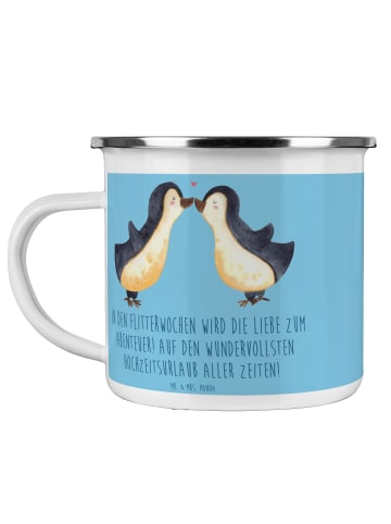 Mr. & Mrs. Panda Camping Emaille Tasse Flitterwochen Abenteuer m... in Sky Blue