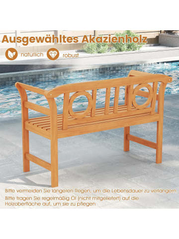 COSTWAY Gartenbank Akazienholz 2-Sitzer in Hellbraun