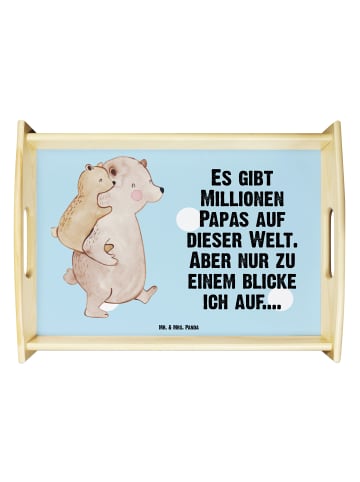 Mr. & Mrs. Panda Holztablett Papa Bär mit Spruch in Blau Pastell